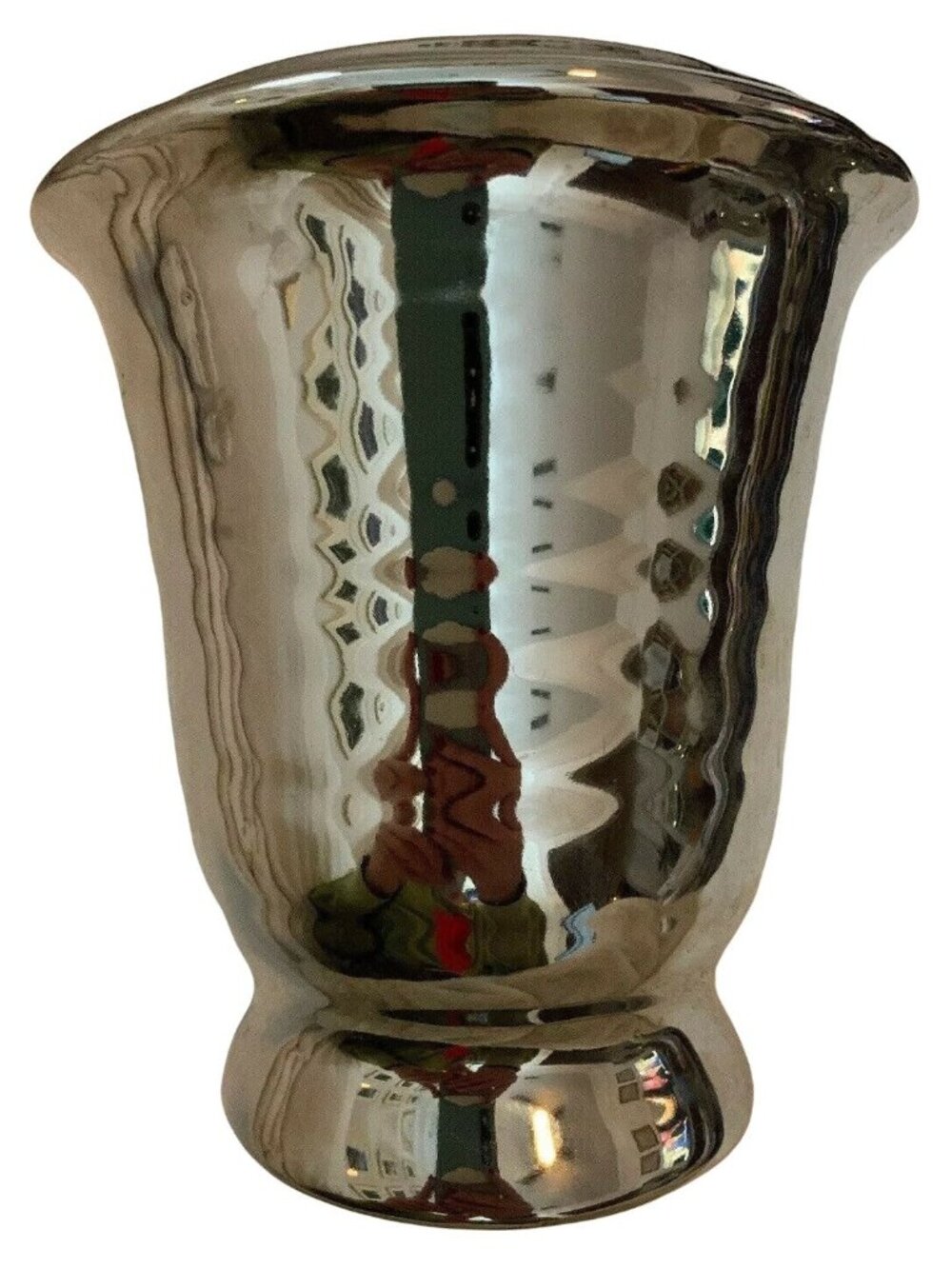 Floridus Design Images Vase 5.25 x 5.75 Silver Ceramic Mirror Mercury Pedestal